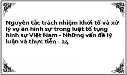 Nguyên tắc trách nhiệm khởi tố và xử lý vụ án hình sự trong luật tố tụng hình sự Việt Nam - Những vấn đề lý luận và thực tiễn - 24