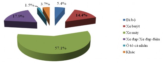 Biểu đồ PLII 2 Phương tiện đi lại thường xuyên tới nơi làm việc Hầu hết 2
