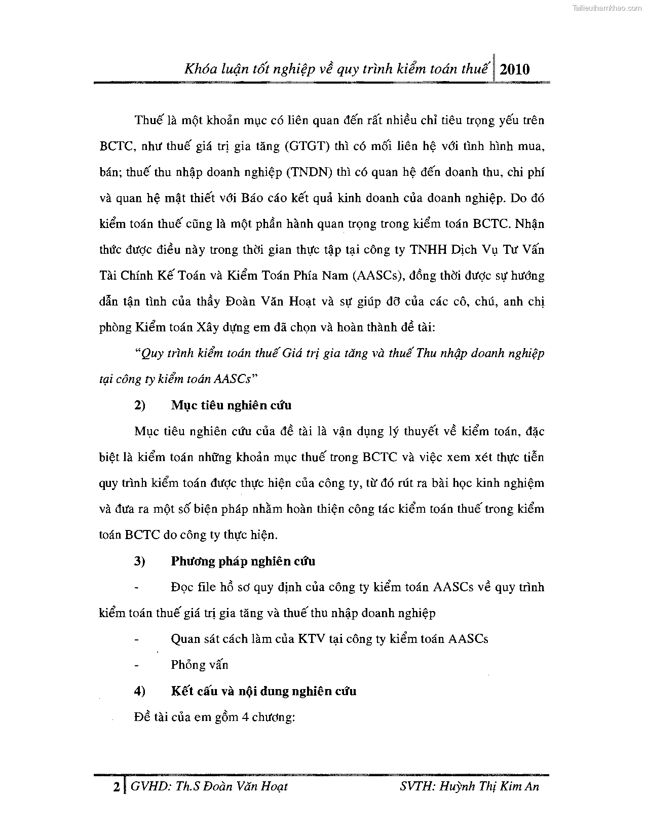 Khoa luan tot nghiep quy trinh kiem toan thue gia tri gia tang v thue thu nhap doanh nghiep tai cong ty tnhh dv tu van tai chinh ke toan v kiem toan phia nam aascsc trang 10