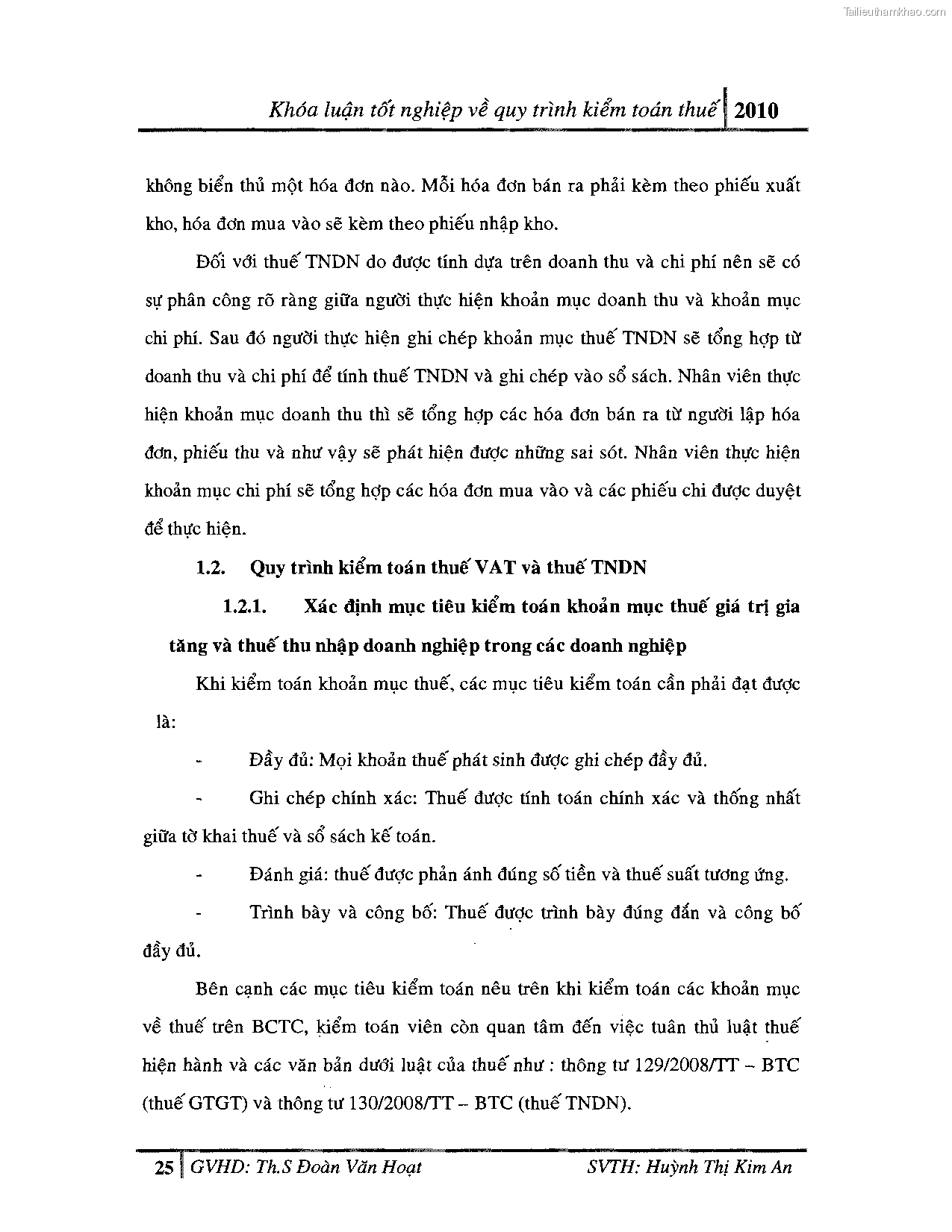Khoa luan tot nghiep quy trinh kiem toan thue gia tri gia tang v thue thu nhap doanh nghiep tai cong ty tnhh dv tu van tai chinh ke toan v kiem toan phia nam aascsc trang 33
