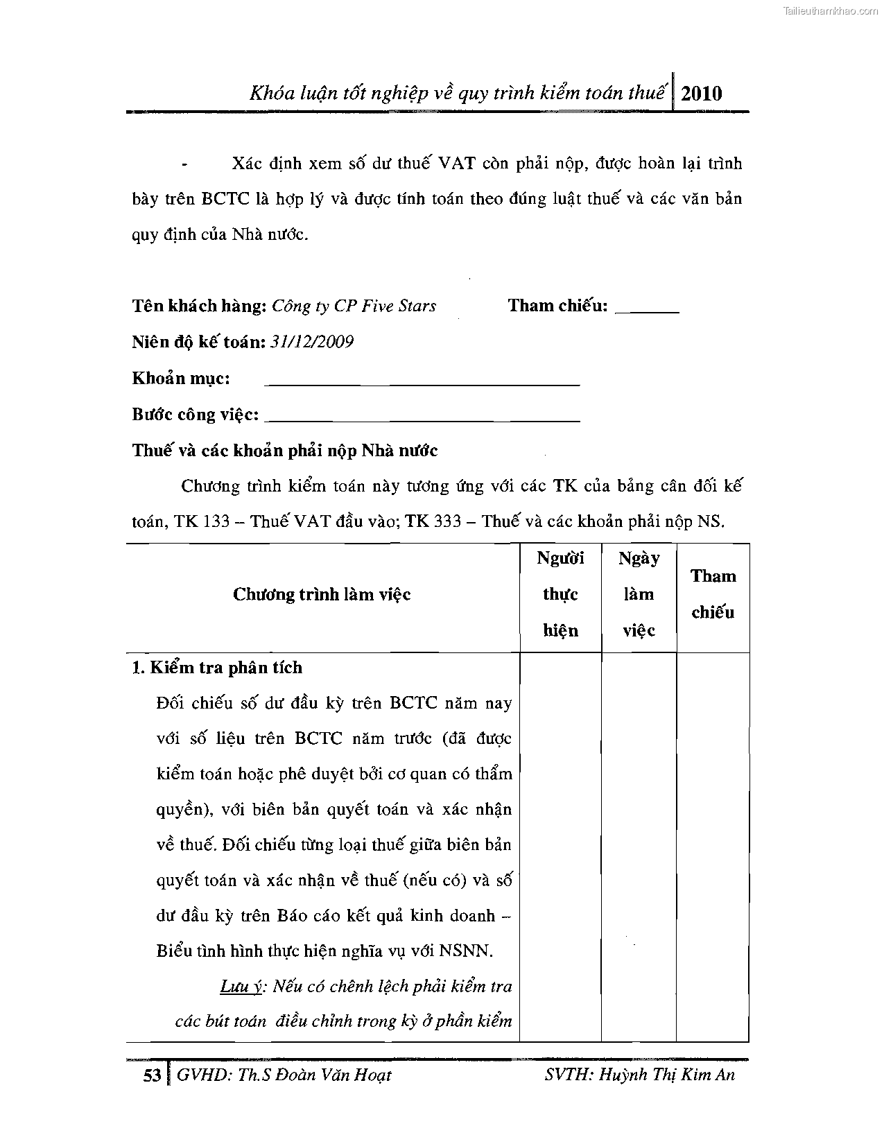 Khoa luan tot nghiep quy trinh kiem toan thue gia tri gia tang v thue thu nhap doanh nghiep tai cong ty tnhh dv tu van tai chinh ke toan v kiem toan phia nam aascsc trang 61