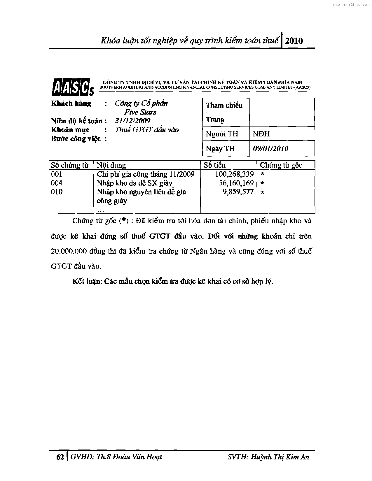 Khoa luan tot nghiep quy trinh kiem toan thue gia tri gia tang v thue thu nhap doanh nghiep tai cong ty tnhh dv tu van tai chinh ke toan v kiem toan phia nam aascsc trang 70