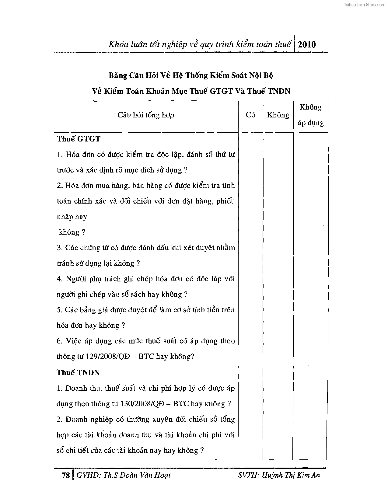 Khoa luan tot nghiep quy trinh kiem toan thue gia tri gia tang v thue thu nhap doanh nghiep tai cong ty tnhh dv tu van tai chinh ke toan v kiem toan phia nam aascsc trang 86