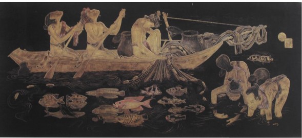 Ảnh 20 Tác phẩm Đánh cá đêm trăng Tác giả NGUYỄN KHANG Khuôn khổ 82 x 10