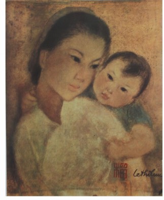 Ảnh 21 Tác phẩm Mẹ con Tác giả LÊ THỊ LỰU Khuôn khổ Chất liệu 11