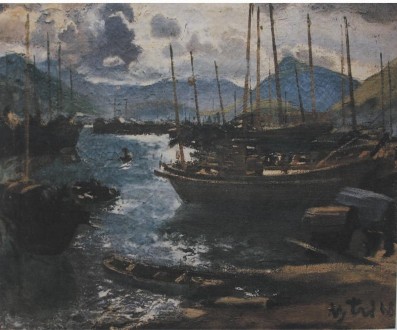 Ảnh 18 Tác phẩm Bến Hồng Quảng Tác giả NGUYỄN GIA TRÍ Khuôn khổ 50 x 8