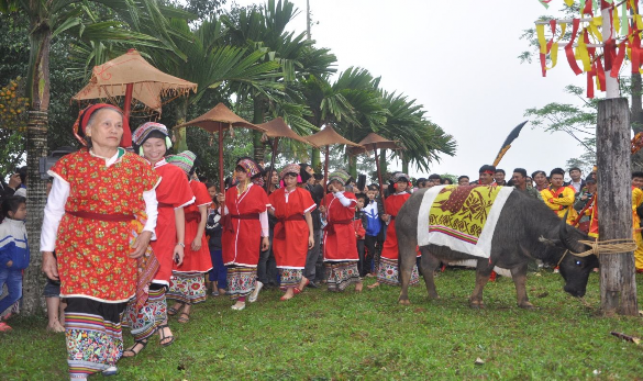 Hình 7 Trước khi làm lễ hiến trâu thầy mo Vi Thị Hoa và chín cô gái chưa 7