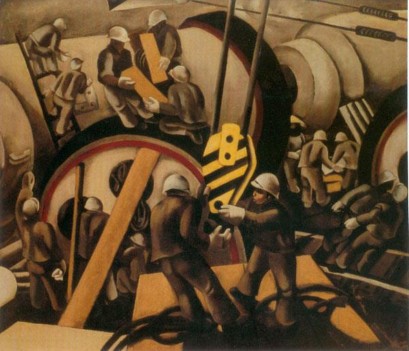 4 1 7 Lê Anh Vân Những người thợ lắp máy sơn dầu 110x130cm 1985 Nguồn 7