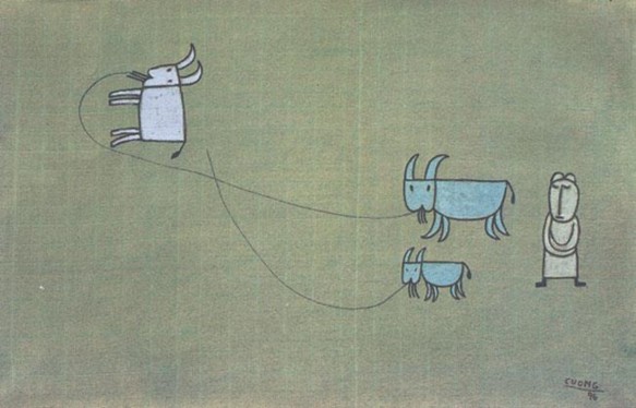 4 2 45 Lê Thiết Cương Mục đồng Bột màu 52x77cm 1996 Nguồn Tạp chí Mỹ 15