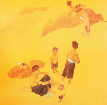 4 2 37 Đào Quốc Huy Hạnh phúc vàng Sơn dầu 189x189cm 2000 Nguồn Tạp chí 7