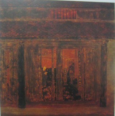 4 2 53 Nguyễn Quốc Huy Chùa Kim Liên Sơn mài 100x100cm 1998 Nguồn Sách Mỹ 7