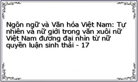 Ngôn ngữ và Văn hóa Việt Nam: Tự nhiên và nữ giới trong văn xuôi nữ Việt Nam đương đại nhìn từ nữ quyền luận sinh thái - 17