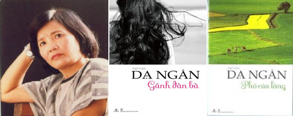 Nhà văn Dạ Ngân 6 2 1952 và bìa sách Gánh đàn bà 2010 Phố của Làng 2010 1