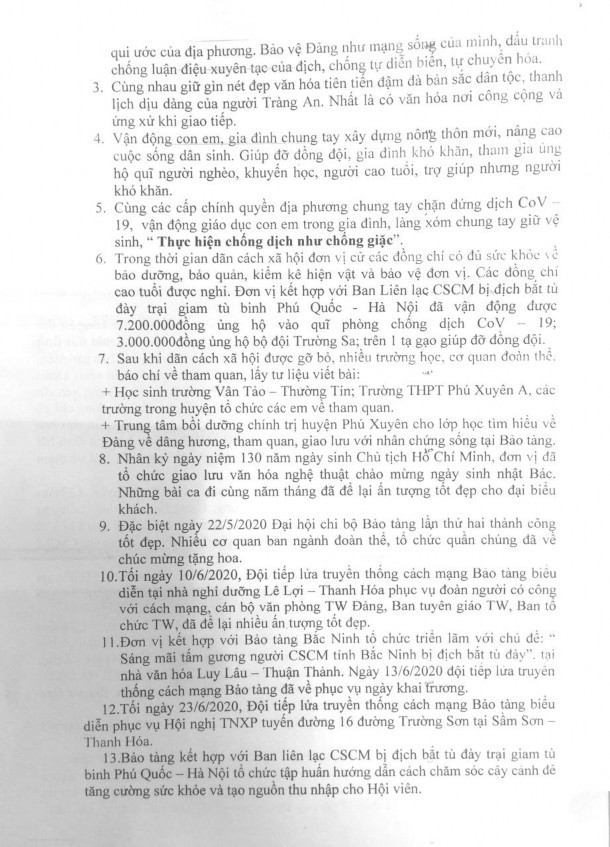 Cách mạng bị địch bắt tù đày gửi Sở Văn hoá Thể thao Thành phố Hà Nội 7