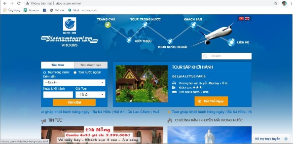Hình 2 4 Quảng cáo trên website của Công ty Cổ phần Du lịch Việt Nam Vitours 2