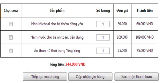 Hình 3 10 Trang giỏ hàng 3 3 1 4 Trang đăng nhập DangNhap aspx Trang đăng nhập để 5
