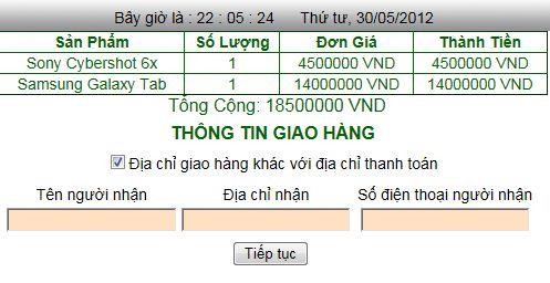 Hình 3 13 Trang thông tin giao hàng Sau khi đã chọn được sản phẩm và đăng nhập 8