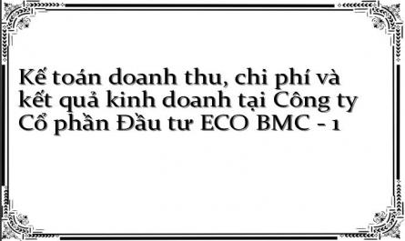 Kế toán doanh thu, chi phí và kết quả kinh doanh tại Công ty Cổ phần Đầu tư ECO BMC - 1