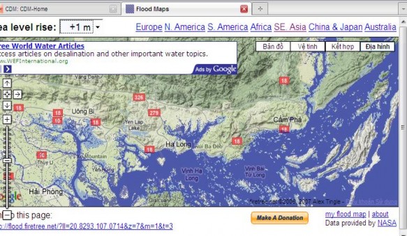 Hình 3 20 Bản đồ mực nước biển dâng 1m tại Quảng Ninh Nguồn 1