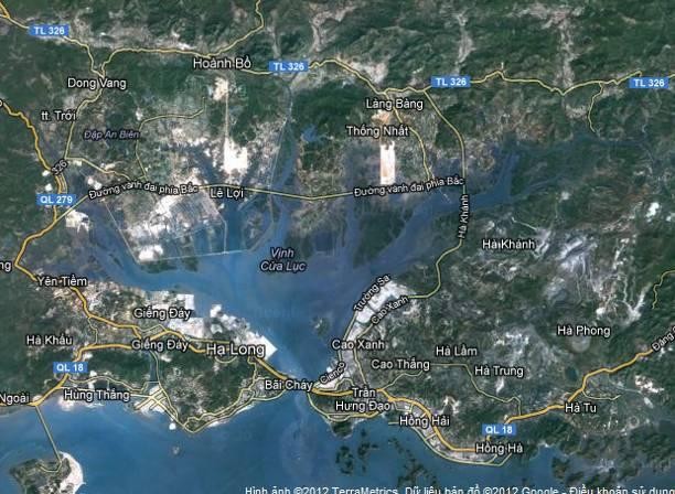 Hình 2 1 Vị trí địa lý vịnh Cửa Lục và phụ cận trên ảnh viễn thám 2 1 2 3