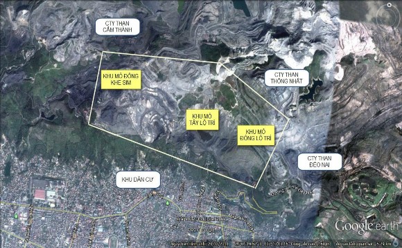 Hình 3 1 Ảnh chụp từ vệ tinh khu vực nghiên cứu Khu mỏ tiếp giáp với Phía 1