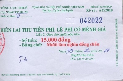 Báo Kg 3500 Giấy tập Kg 5000 Sắt Kg 7000 Đồng Kg 120000 PHỤ LỤC 11 BIÊN LAI THU PHÍ 13