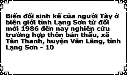Biến đổi sinh kế của người Tày ở biên giới tỉnh Lạng Sơn từ đổi mới 1986 đến nay nghiên cứu trường hợp thôn bản thẩu, xã Tân Thanh, huyện Văn Lãng, tỉnh Lạng Sơn - 10