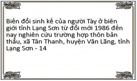 Biến đổi sinh kế của người Tày ở biên giới tỉnh Lạng Sơn từ đổi mới 1986 đến nay nghiên cứu trường hợp thôn bản thẩu, xã Tân Thanh, huyện Văn Lãng, tỉnh Lạng Sơn - 14