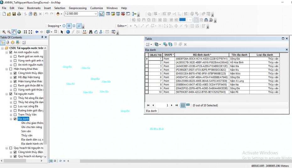 Hình 3 9 Địa danh trong file trình bày 87 3 3 1 6 Feature Class Trạm thủy văn 2