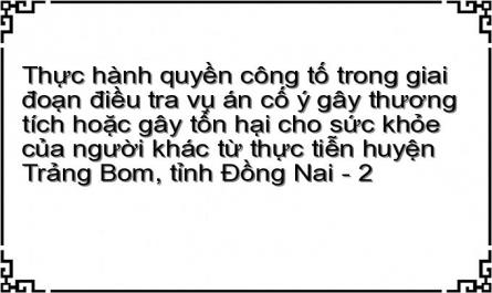Thực hành quyền công tố trong giai đoạn điều tra vụ án cố ý gây thương tích hoặc gây tổn hại cho sức khỏe của người khác từ thực tiễn huyện Trảng Bom, tỉnh Đồng Nai - 2