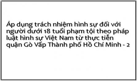 Áp dụng trách nhiệm hình sự đối với người dưới 18 tuổi phạm tội theo pháp luật hình sự Việt Nam từ thực tiễn quận Gò Vấp Thành phố Hồ Chí Minh - 2