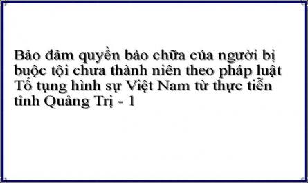 Bảo đảm quyền bào chữa của người bị buộc tội chưa thành niên theo pháp luật Tố tụng hình sự Việt Nam từ thực tiễn tỉnh Quảng Trị - 1