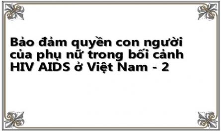 Bảo đảm quyền con người của phụ nữ trong bối cảnh HIV AIDS ở Việt Nam - 2