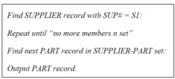 Hình 1 8 Một chương trình tựa Codasyl DBMS để tìm kiếm các mặt hàng được 2