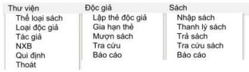Ví dụ 2 Phần mềm quản lý giải bóng đá Thực đơn hướng qui trình Các 6