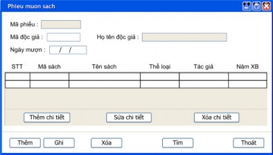 Hình 5 45 Màn hình nhập phiếu mượn sách Hình 5 46 Màn hình nhập danh mục tên 15