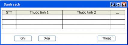 Hình 5 35 Mẫu màn hình nhập dữ liệu dạng danh sách Ví dụ Hình 5 36 Màn hình 5