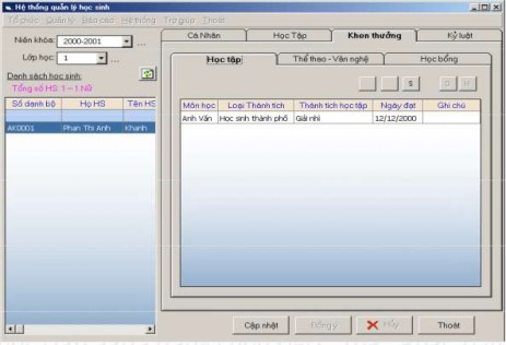 Hình 5 48 Màn hình nhập dữ liệu khen thưởng sử dụng Tab Control Ví dụ 5 Hình 2
