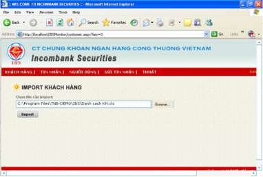 Hình 5 52 Màn hình nhập dữ liệu khách hàng bằng cách Import 5 5 8 Thiết kế màn 6