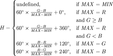 V MAX Trong công thức trên • H Hue Vùng màu có giá trị xác định trong 1