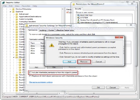 7. Hộp thoại Windows Security 1 class= lazyload > Remove 8. Tại cửa sổ Advanced Security 1