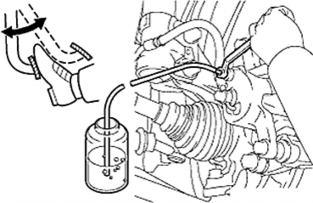 Lặp lại các bước C và D cho đến khi xả hết hoàn toàn khí trong dầu phanh 13