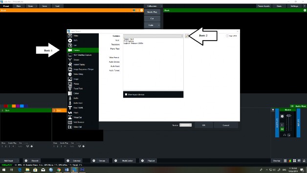 Bước 1 Chọn Camera Bước 2 Lựa chọn thiết bị đầu vào phù hợp tại mục 3