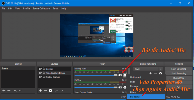 Trước khi bắt đầu quay bạn có thể vào Settings để thay đổi thư mục lưu 6