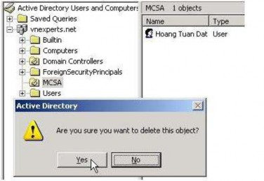 Hình 1 119 Xóa OU sau khi backup Để thể thực hiện Restore phải khởi động lại 10