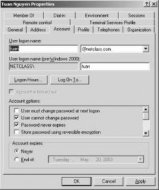Hình 2 20 Tab Account Điều khiển giờ logon vào mạng nhấp chuột vào nút Logon 3