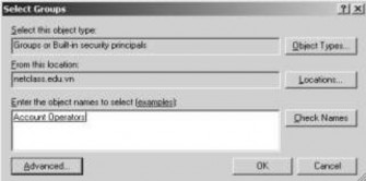 Hình 2 24 Tab Member Of Trong hộp thoại chọn nhóm nhấp chuột vào nút Advanced và 7