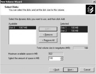 Hình 2 80 Hộp thoại Select Disk Tạo Volume Mirror Tạo Volume Raid 5 Các bước tạo 4
