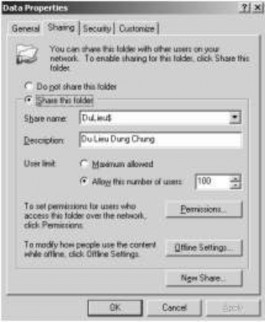 Hình 2 82 Lựa chọn chia sẻ dữ liệu thư mục Ý nghĩa của các mục trong Tab 7