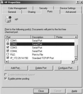 Hình 3 10 Tab Port để cấu hình các port c Điều hướng tác vụ in đến một máy 3